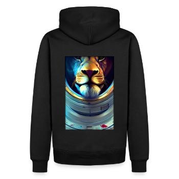 Löwe Raubkatze Astronaut Zukunft Sci-Fi Technik - Männer Premium Bio Hoodie - Schwarz - Hinten - Nico (187cm)