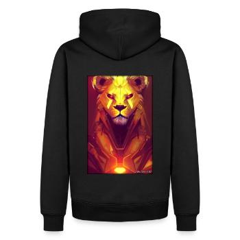 Löwe Raubkatze Cyber Neon Punk Zukunft Sci-Fi - Männer Premium Bio Hoodie - Schwarz - Hinten - Nico (187cm)