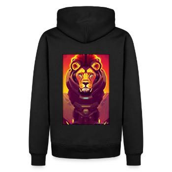 Löwe Raubkatze Cyber Neon Punk Zukunft Sci-Fi - Männer Premium Bio Hoodie - Schwarz - Hinten - Nico (187cm)