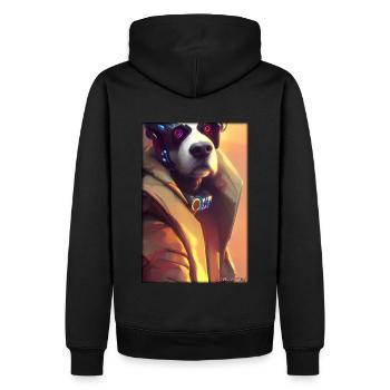 Hund Hundeliebhaber Cyber Neon Punk Zukunft Sci-Fi - Männer Premium Bio Hoodie - Schwarz - Hinten - Nico (187cm)