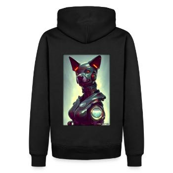 Hund Hundeliebhaber Cyber Neon Punk Zukunft Sci-Fi - Männer Premium Bio Hoodie - Schwarz - Hinten - Nico (187cm)