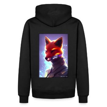 Fuchs Wildtier Cyber Neon Punk Zukunft Sci-Fi - Männer Premium Bio Hoodie - Schwarz - Hinten - Nico (187cm)
