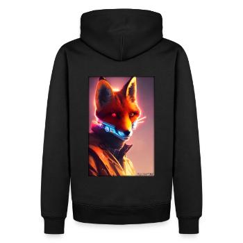 Fuchs Wildtier Cyber Neon Punk Zukunft Sci-Fi - Männer Premium Bio Hoodie - Schwarz - Hinten - Nico (187cm)