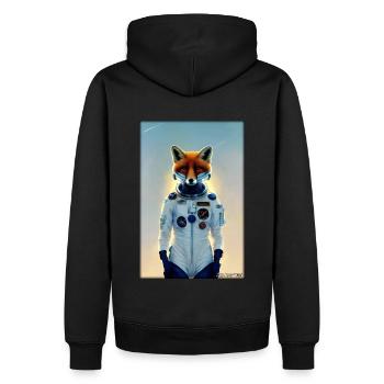 Fuchs Wildtier Astronaut Zukunft Sci-Fi Technik - Männer Premium Bio Hoodie - Schwarz - Hinten - Nico (187cm)