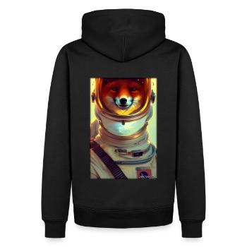 Fuchs Wildtier Astronaut Zukunft Sci-Fi Technik - Männer Premium Bio Hoodie - Schwarz - Hinten - Nico (187cm)