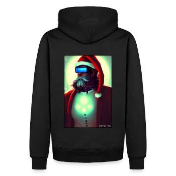 Weihnachtsmann Weihnachten Zukunft Cyber Neon Punk - Männer Premium Bio Hoodie - Schwarz - Hinten - Nico (187cm)