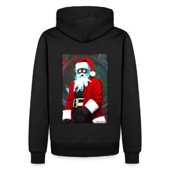 Weihnachtsmann Weihnachten Zukunft Cyber Neon Punk - Männer Premium Bio Hoodie - Schwarz - Hinten - Nico (187cm)