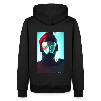 Weihnachtsmann Weihnachten Zukunft Cyber Neon Punk - Männer Premium Bio Hoodie - Schwarz - Hinten - Nico (187cm)