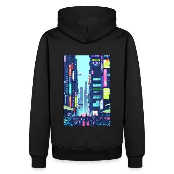 Tokyo City Stadt Cyber Punk Zukunft Sci-Fi Asien - Männer Premium Bio Hoodie - Schwarz - Hinten - Nico (187cm)