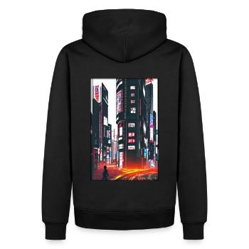 Tokyo City City Cyber Punk Future Sci-Fi Asie - Sweat à capuche Premium bio Homme - noir - Dos - Nico (187cm)