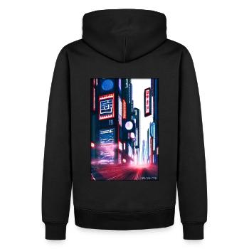 Tokyo City Stadt Cyber Punk Zukunft Sci-Fi Asien - Männer Premium Bio Hoodie - Schwarz - Hinten - Nico (187cm)