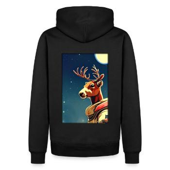 Rentier Astronaut Zukunft Sci-Fi Technik - Männer Premium Bio Hoodie - Schwarz - Hinten - Nico (187cm)