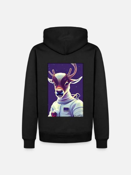 Reindeer Astronaut Future Sci-Fi Technology - Men’s Premium Organic Hoodie - black