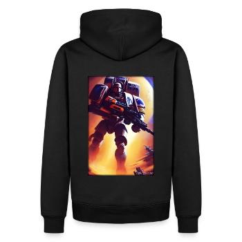 Kampfbot Robot Super Soldier Machine Warrior - Men’s Premium Organic Hoodie - black - Back - Nico (187cm)