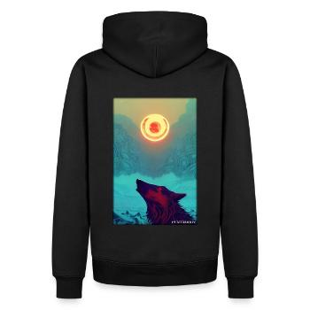 Wolf Tiermotiv Natur Wild Mystisch Wildtier - Männer Premium Bio Hoodie - Schwarz - Hinten - Nico (187cm)