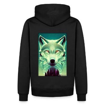 Loup Animal Motif Nature Faune Mystique Sauvage - Sweat à capuche Premium bio Homme - noir - Dos - Nico (187cm)