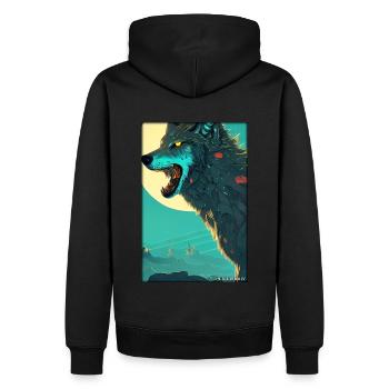 Loup Animal Motif Nature Faune Mystique Sauvage - Sweat à capuche Premium bio Homme - noir - Dos - Nico (187cm)