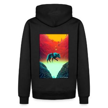 Loup Animal Motif Nature Faune Mystique Sauvage - Sweat à capuche Premium bio Homme - noir - Dos - Nico (187cm)