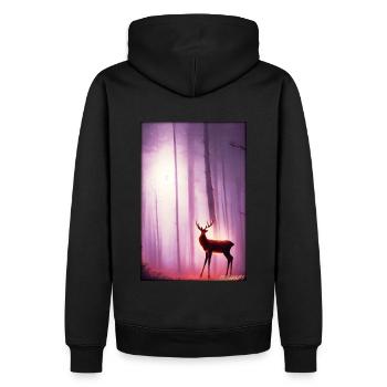 Hirsch Mond Mondlicht Wald Winter Schnee Waldtier - Männer Premium Bio Hoodie - Schwarz - Hinten - Nico (187cm)