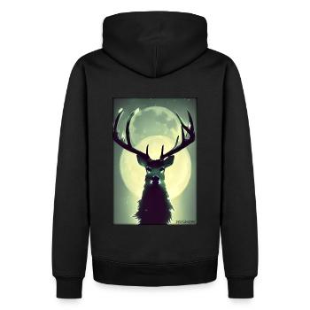 Hirsch Mond Mondlicht Wald Winter Schnee Waldtier - Männer Premium Bio Hoodie - Schwarz - Hinten - Nico (187cm)