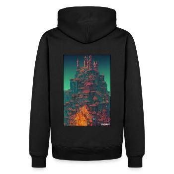 Château Château Forteresse Architecture Paysage - Sweat à capuche Premium bio Homme - noir - Dos - Nico (187cm)