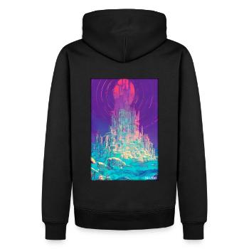 Château Château Forteresse Architecture Paysage - Sweat à capuche Premium bio Homme - noir - Dos - Nico (187cm)