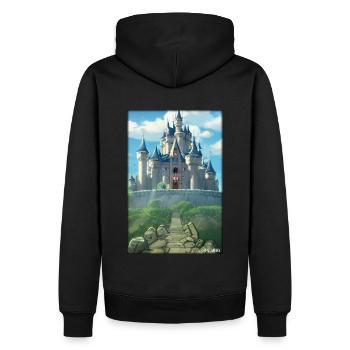 Château Château Forteresse Architecture Paysage - Sweat à capuche Premium bio Homme - noir - Dos - Nico (187cm)