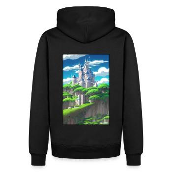 Château Château Forteresse Architecture Paysage - Sweat à capuche Premium bio Homme - noir - Dos - Nico (187cm)