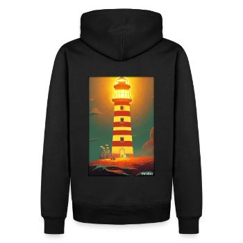 Leuchtturm Meer Licht Nordsee Ostsee Urlaub Strand - Männer Premium Bio Hoodie - Schwarz - Hinten - Nico (187cm)