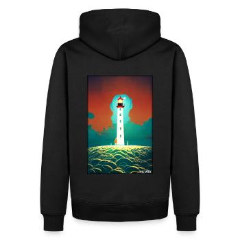 Leuchtturm Meer Licht Nordsee Ostsee Urlaub Strand - Männer Premium Bio Hoodie - Schwarz - Hinten - Nico (187cm)