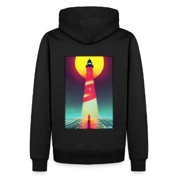 Leuchtturm Meer Licht Nordsee Ostsee Urlaub Strand - Männer Premium Bio Hoodie - Schwarz - Hinten - Nico (187cm)