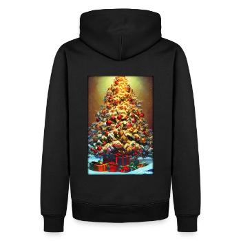 Weinachten Weihnachtsbaum weihnachtlich Winter - Männer Premium Bio Hoodie - Schwarz - Hinten - Nico (187cm)