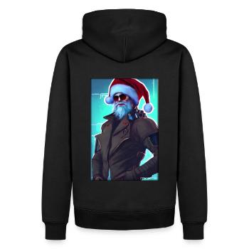 Weihnachtsmann Weihnachten Zukunft Cyber Neon Punk - Männer Premium Bio Hoodie - Schwarz - Hinten - Nico (187cm)