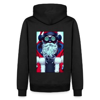 Weihnachtsmann Weihnachten Zukunft Cyber Neon Punk - Männer Premium Bio Hoodie - Schwarz - Hinten - Nico (187cm)
