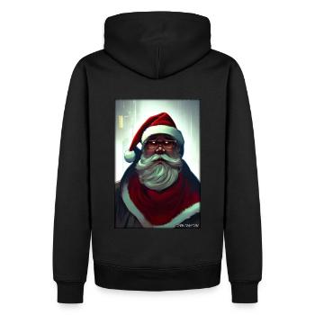 Weihnachtsmann Weihnachten Zukunft Cyber Neon Punk - Männer Premium Bio Hoodie - Schwarz - Hinten - Nico (187cm)