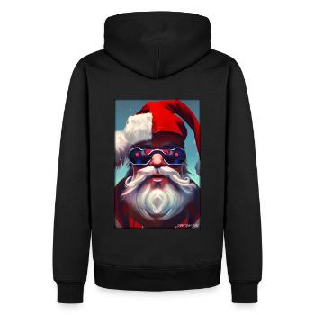 Weihnachtsmann Weihnachten Zukunft Cyber Neon Punk - Männer Premium Bio Hoodie - Schwarz - Hinten - Nico (187cm)