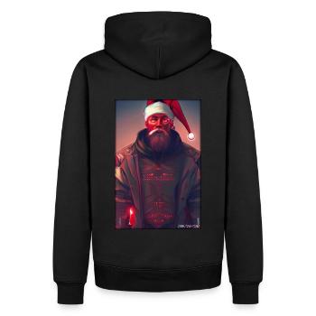Weihnachtsmann Weihnachten Zukunft Cyber Neon Punk - Männer Premium Bio Hoodie - Schwarz - Hinten - Nico (187cm)