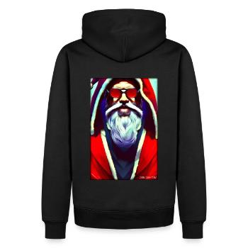 Weihnachtsmann Weihnachten Zukunft Cyber Neon Punk - Männer Premium Bio Hoodie - Schwarz - Hinten - Nico (187cm)