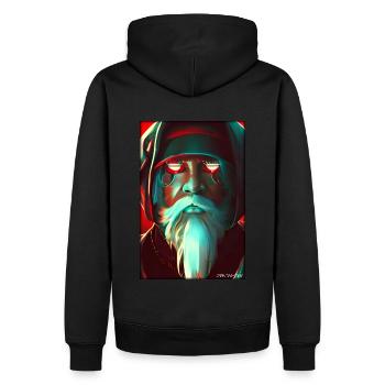 Weihnachtsmann Weihnachten Zukunft Cyber Neon Punk - Männer Premium Bio Hoodie - Schwarz - Hinten - Nico (187cm)