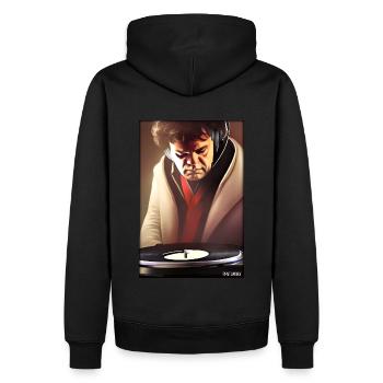 Ludwig van Beethoven DJ Kopfhörer Musik Party - Männer Premium Bio Hoodie - Schwarz - Hinten - Nico (187cm)
