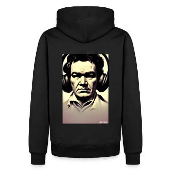 Ludwig van Beethoven DJ Kopfhörer Musik Party - Männer Premium Bio Hoodie - Schwarz - Hinten - Nico (187cm)