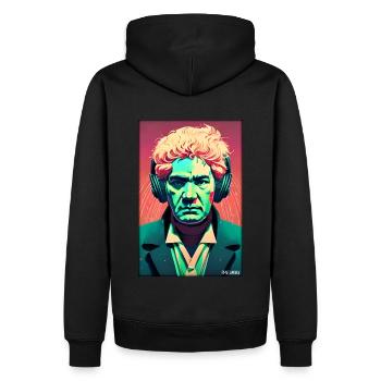 Ludwig van Beethoven DJ Kopfhörer Musik Party - Männer Premium Bio Hoodie - Schwarz - Hinten - Nico (187cm)