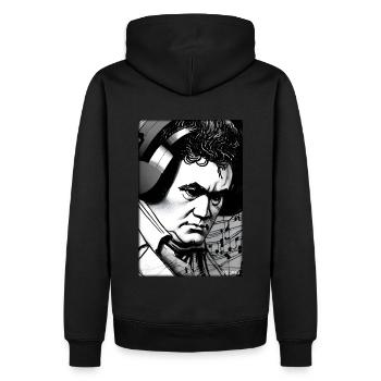 Ludwig van Beethoven DJ Kopfhörer Musik Party - Männer Premium Bio Hoodie - Schwarz - Hinten - Nico (187cm)