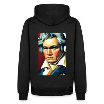 Ludwig van Beethoven DJ Kopfhörer Musik Party - Männer Premium Bio Hoodie - Schwarz - Hinten - Nico (187cm)