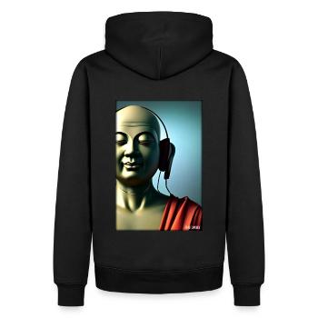 Bouddha Wisdom Professeur DJ Casque Musique Party - Sweat à capuche Premium bio Homme - noir - Dos - Nico (187cm)