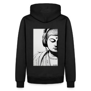 Bouddha Wisdom Professeur DJ Casque Musique Party - Sweat à capuche Premium bio Homme - noir - Dos - Nico (187cm)