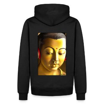 Bouddha Wisdom Professeur DJ Casque Musique Party - Sweat à capuche Premium bio Homme - noir - Dos - Nico (187cm)
