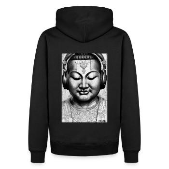 Bouddha Wisdom Professeur DJ Casque Musique Party - Sweat à capuche Premium bio Homme - noir - Dos - Nico (187cm)