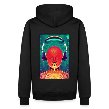 Bouddha Wisdom Professeur DJ Casque Musique Party - Sweat à capuche Premium bio Homme - noir - Dos - Nico (187cm)