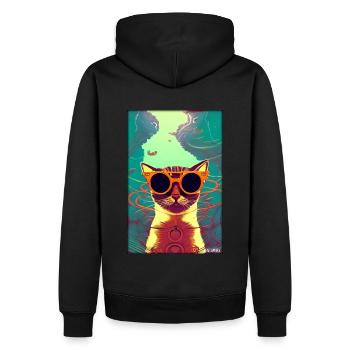 Chat Chat Lunettes de soleil Animaux sauvages Animaux de compagnie - Sweat à capuche Premium bio Homme - noir - Dos - Nico (187cm)
